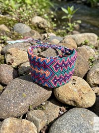 Boho Wide Woven Cotton Cuff Bracelet - Adjustable Fabric Wristband