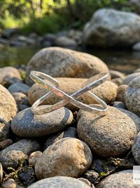 Hammered Silver Criss Cross Cuff Bracelet: Boho X Design