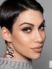 Brown Floral Leather Teardrop Earrings - Hand Tooled Cream Leaf Dangles