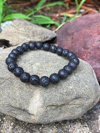 Mens Black Lava Stone Bead Bracelet