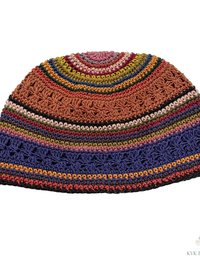 Striped Kufi Skull Cap - Crocheted Beanie Hat, Ethically sourced