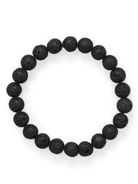 Mens Black Lava Stone Bead Bracelet