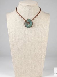 Antique Chinese Coin Choker, Brown Suede Boho Pendant Necklace