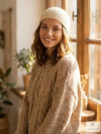 Cream Kufi Skull Cap - Crocheted Beanie Hat, Ethically sourced