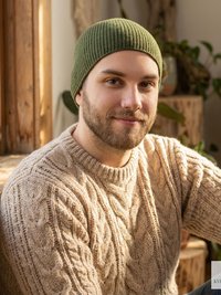 Olive Green Kufi Skull Cap - Crocheted Beanie Hat, Ethically sourced