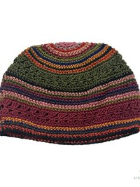 Striped Kufi Skull Cap - Crocheted Beanie Hat, Ethically sourced
