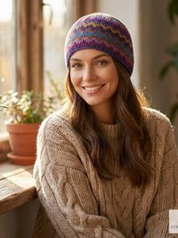 Multi Color Zig Zag Kufi Skull Cap - Crocheted Beanie Hat, Ethically sourced