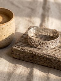 Hammered Silver Cuff Bracelet: Boho Bohemian Jewelry