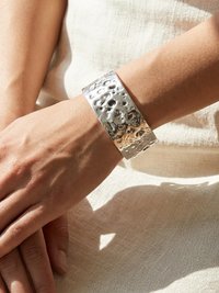 Hammered Silver Cuff Bracelet: Boho Bohemian Jewelry