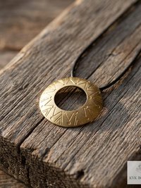 Boho Chic Round Open Ring Brass Statement Pendant - Tie Back Minimalist Choker