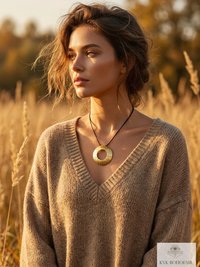Boho Chic Round Open Ring Brass Statement Pendant - Tie Back Minimalist Choker