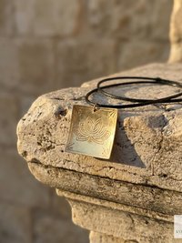 Square Brass Lotus Flower Necklace - Tie Back Minimalist Choker