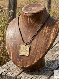 Square Brass Lotus Flower Necklace - Tie Back Minimalist Choker