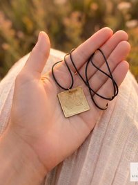 Square Brass Lotus Flower Necklace - Tie Back Minimalist Choker