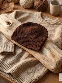 Brown Kufi Skull Cap - Crocheted Beanie Hat, Ethically sourced