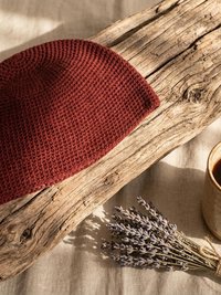 Maroon Kufi Skull Cap - Crocheted Beanie Hat, Ethically sourced