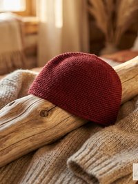 Maroon Kufi Skull Cap - Crocheted Beanie Hat, Ethically sourced
