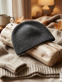 Gray Kufi Skull Cap - Crocheted Beanie Hat, Ethically sourced