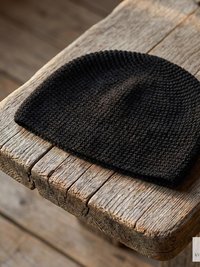 Black Kufi Skull Cap - Crocheted Beanie Hat, Ethically sourced