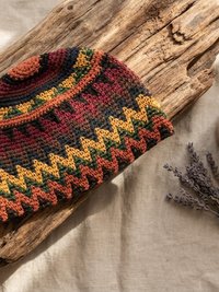 Earth Zig Zag Kufi Skull Cap - Crocheted Beanie Hat, Ethically sourced