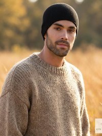 Black Kufi Skull Cap - Crocheted Beanie Hat, Ethically sourced