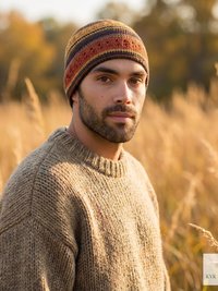 Striped Kufi Skull Cap - Crocheted Beanie Hat, Ethically sourced