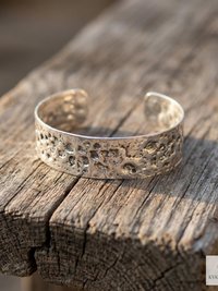 Hammered Silver Cuff Bracelet: Boho Bohemian Jewelry