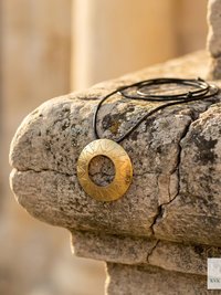 Boho Chic Round Open Ring Brass Statement Pendant - Tie Back Minimalist Choker