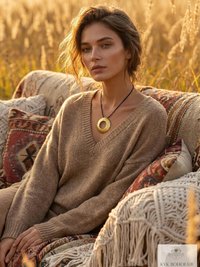 Boho Chic Round Open Ring Brass Statement Pendant - Tie Back Minimalist Choker