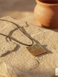 Square Brass Lotus Flower Necklace - Tie Back Minimalist Choker