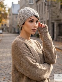 Cozy Gray Beanie Hat - Hand Knit Winter Accessory