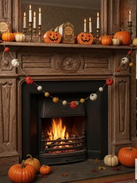 Handcrafted Autumn Pumpkin Wool Felt Garland with Eco-Friendly Dyes Seasonal Mantle Decor