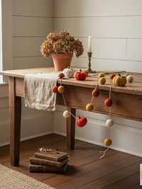 Handcrafted Autumn Pumpkin Wool Felt Garland with Eco-Friendly Dyes Seasonal Mantle Decor