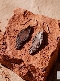 Handcrafted Brown Leather Feather Earrings, Lightweight Boho Drop Dangles in Earth Tones
