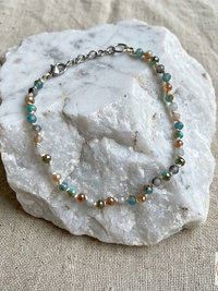 Handcrafted Faceted Pastel Beaded Anklet - Boho Beach Style