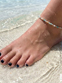 Handcrafted Faceted Pastel Beaded Anklet - Boho Beach Style