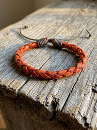 Boho Mens Leather Cuff - Braided Bracelet Gift for Him