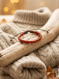 Boho Mens Leather Cuff - Braided Bracelet Gift for Him