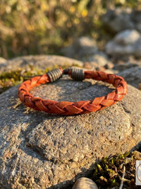 Boho Mens Leather Cuff - Braided Bracelet Gift for Him