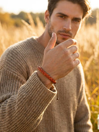 Boho Mens Leather Cuff - Braided Bracelet Gift for Him