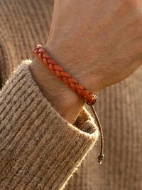 Boho Mens Leather Cuff - Braided Bracelet Gift for Him