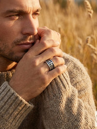  Oxidized Sterling Silver Three Cross Ring