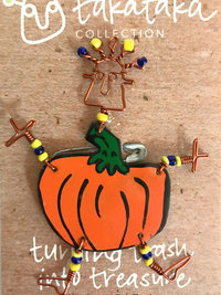 Dancing Pumpkin Girl Copper Wire Pin