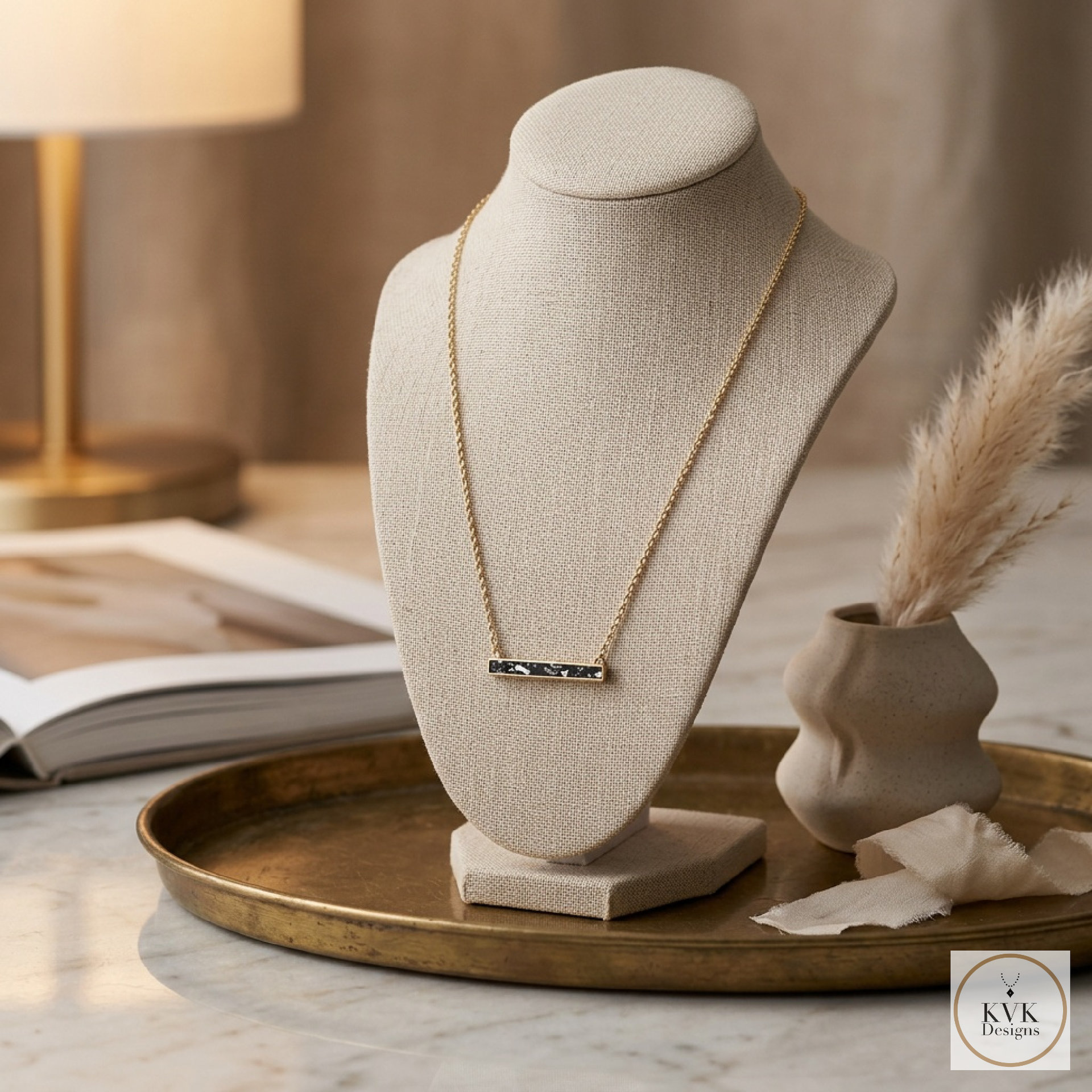 Diamond Chip Necklace: 14 Karat Gold Plated Necklace