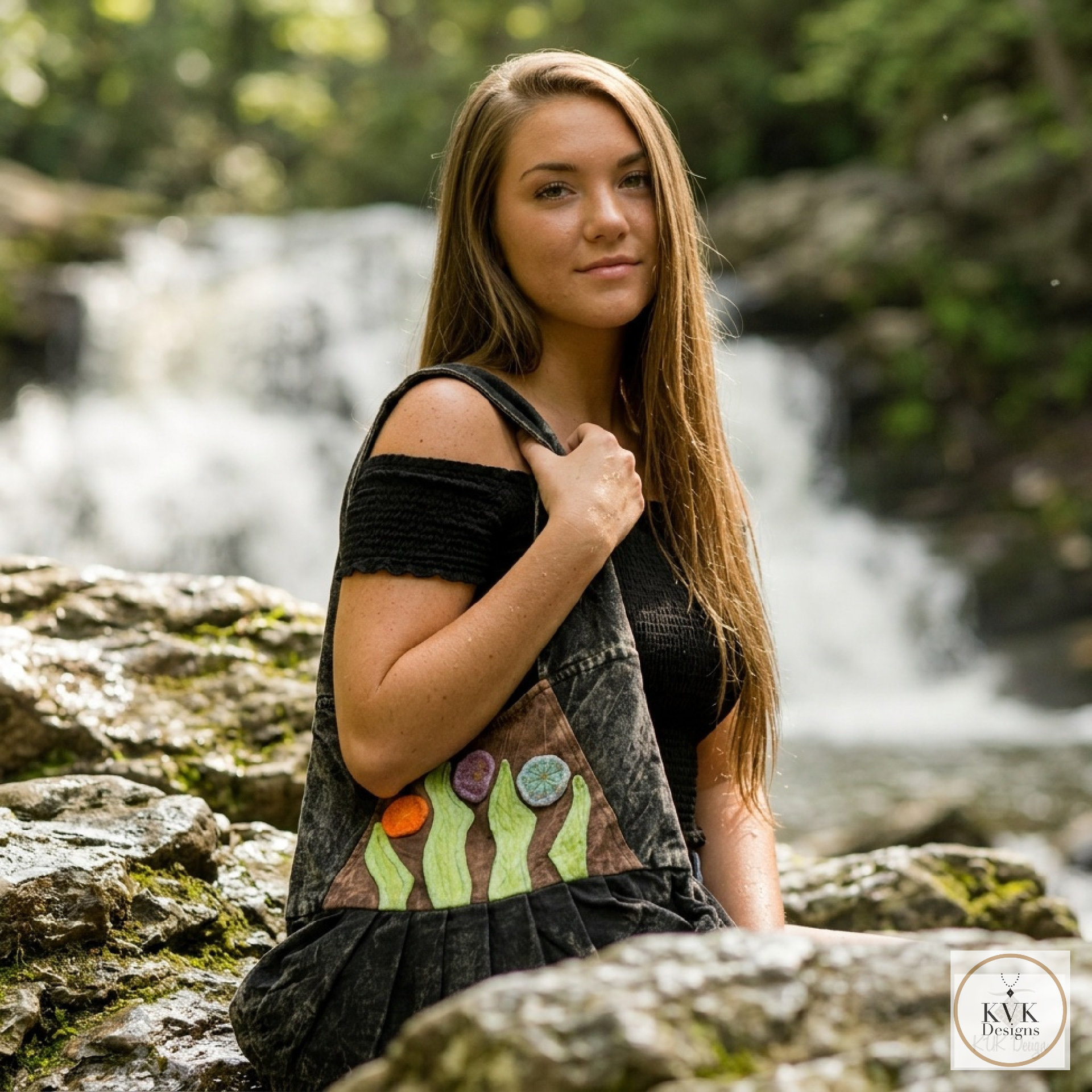 Boho Black Flower Hobo Bag – Stylish Hippie Sling Purse