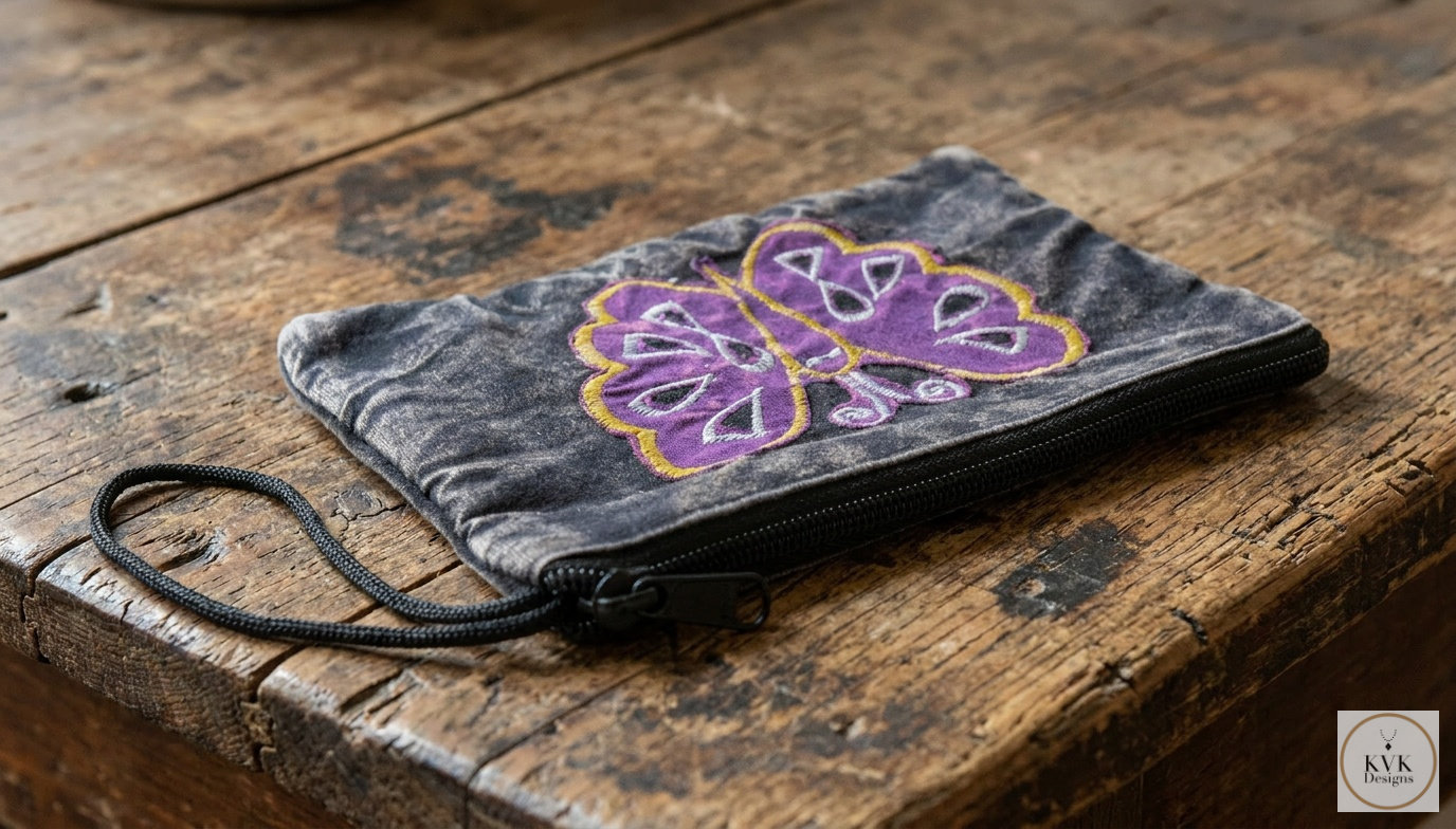 Black Butterfly Wristlet Coin Purse