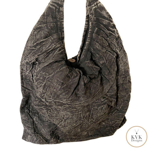 Boho Black Embroidered Hobo Bag - Oversize Hippie Shoulder Bag