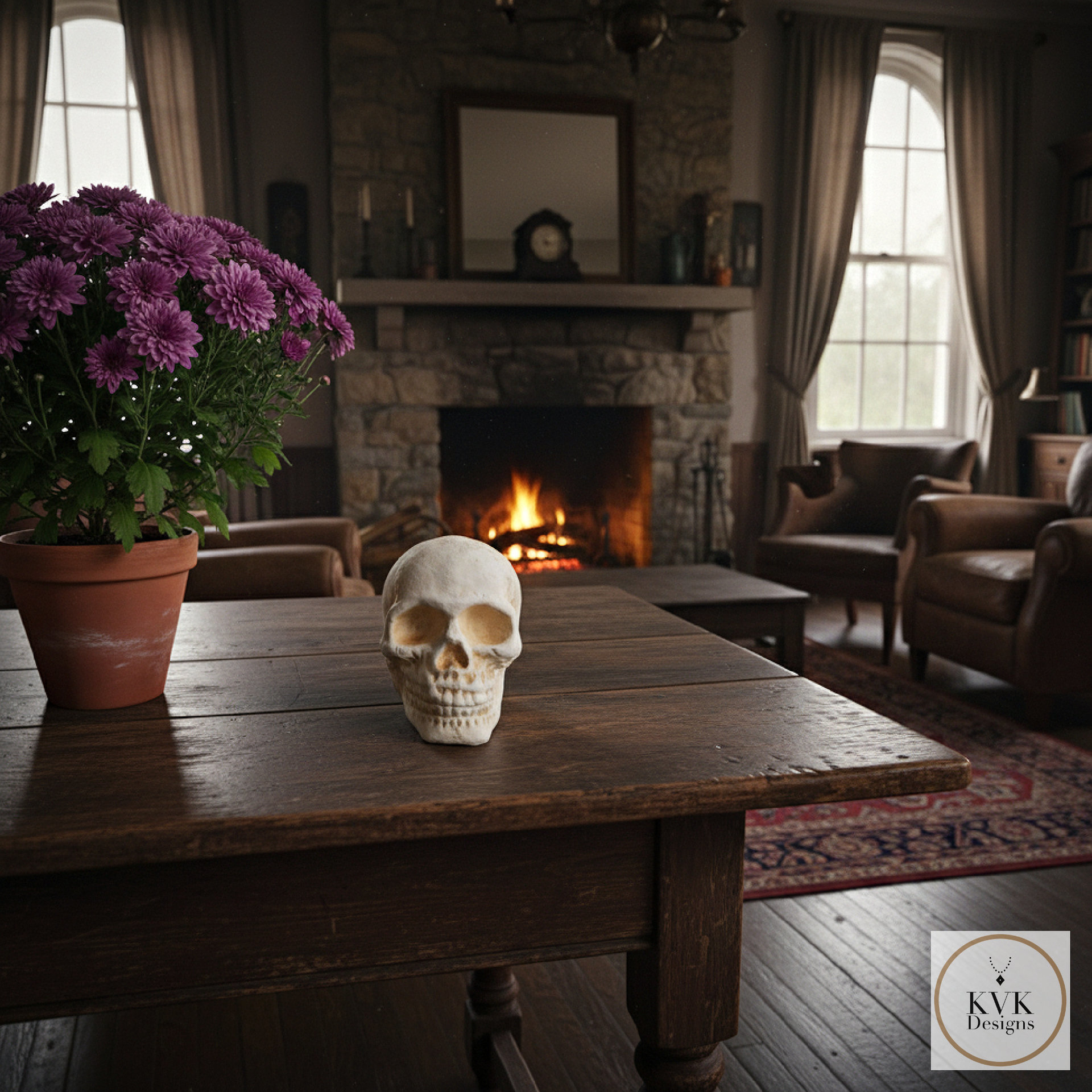 Cast Iron Human Skull Replica