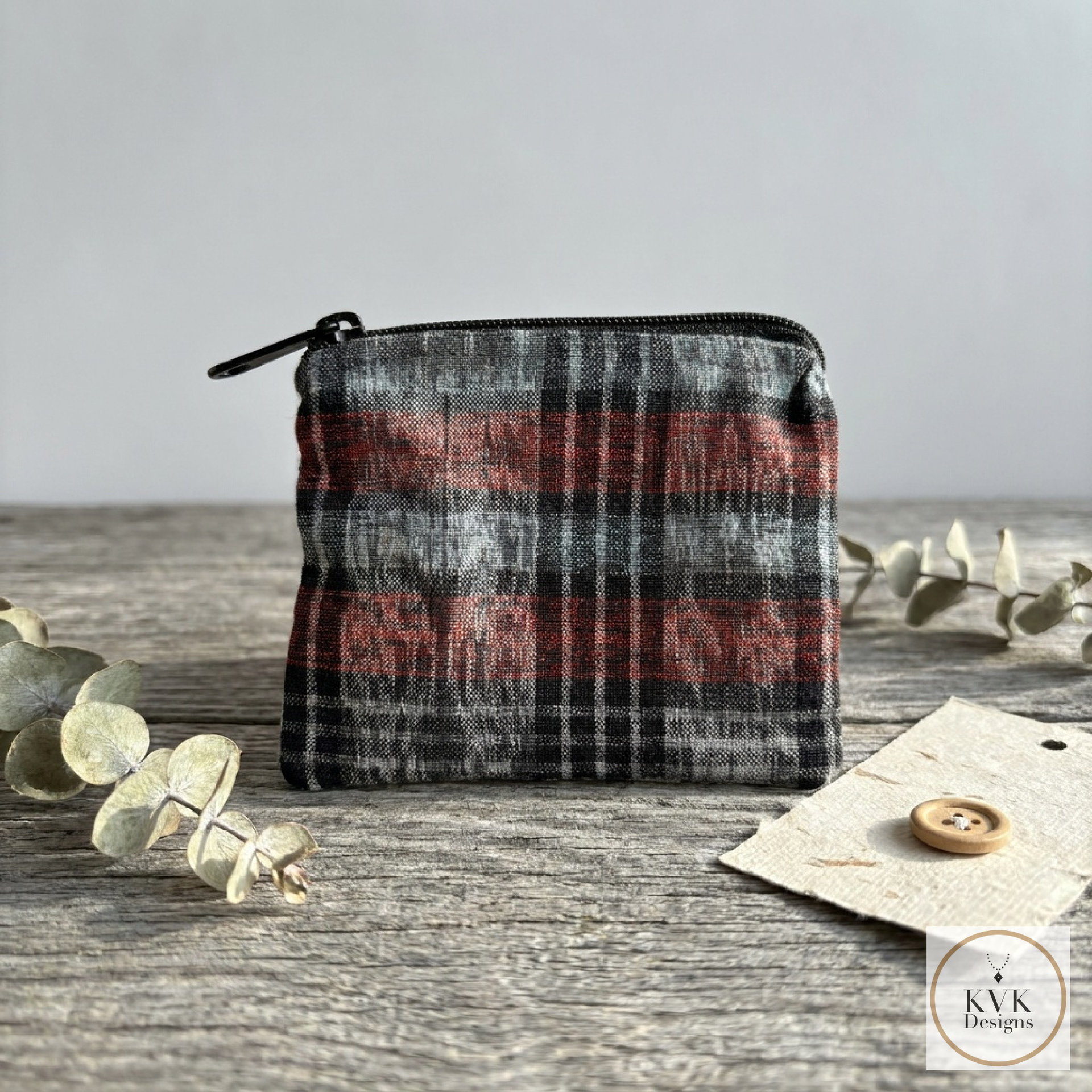 Guatemalan Corte Coin Purse - Handwoven Boho Fabric Zipper Pouch Small Makeup Bag