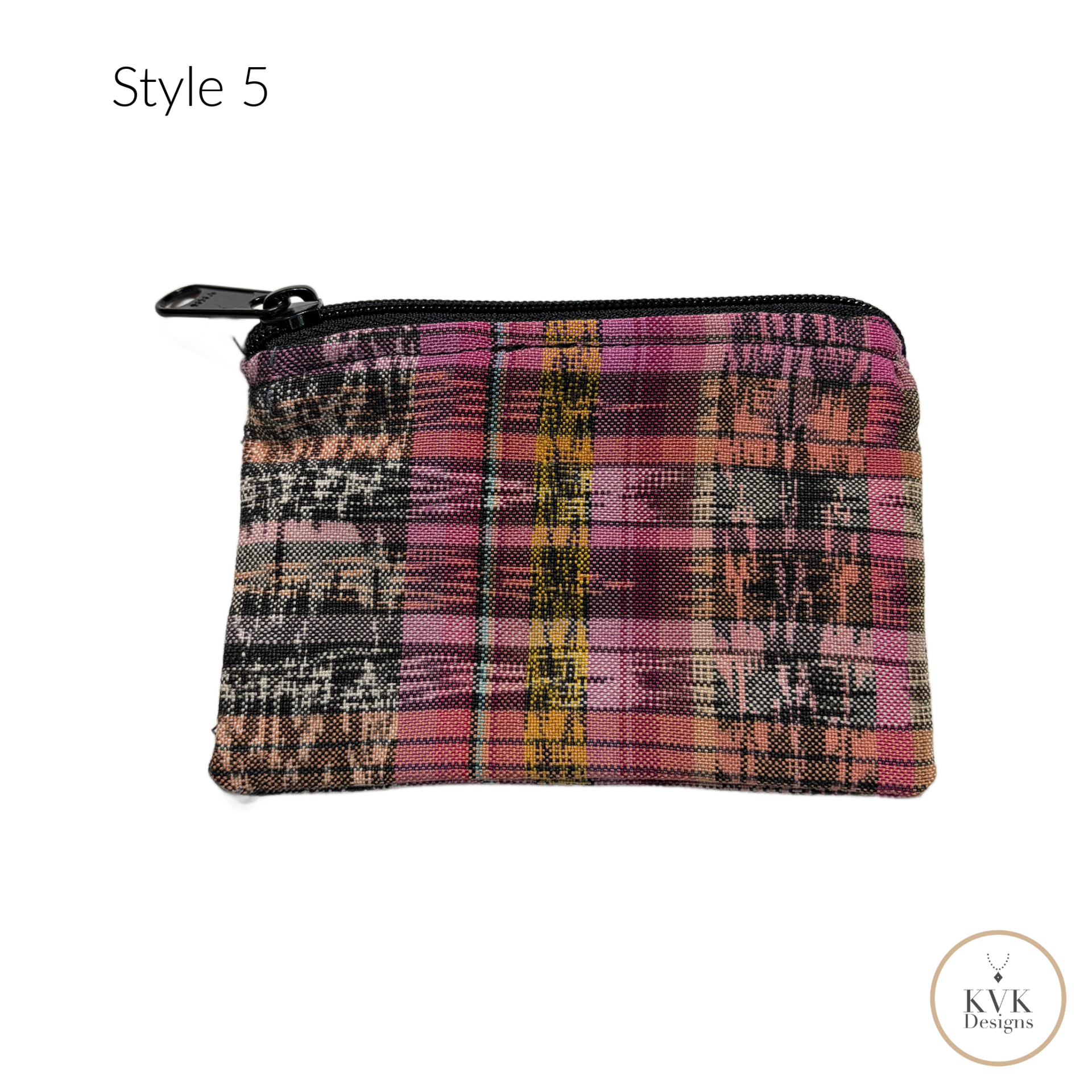 Guatemalan Corte Coin Purse - Handwoven Boho Fabric Zipper Pouch Small Makeup Bag